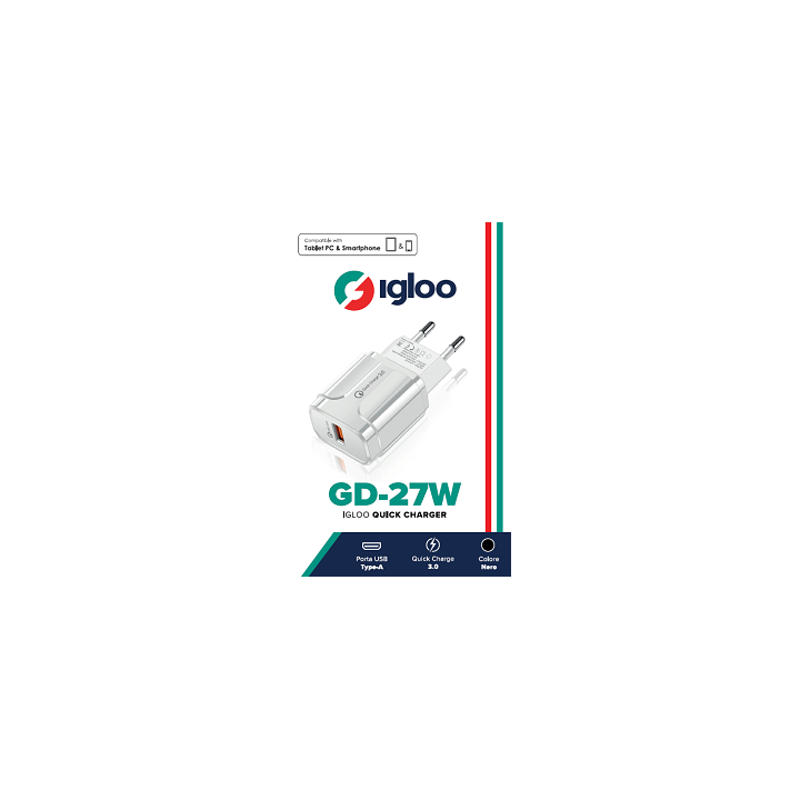 IGLOO ADATTATORE MOBILE FAST CHARGE USB WHITE